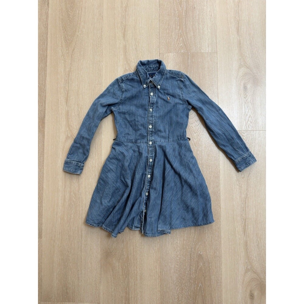Polo Ralph Lauren Denim Dress Blue Girl 6 Preppy Yacht Countryside Western City